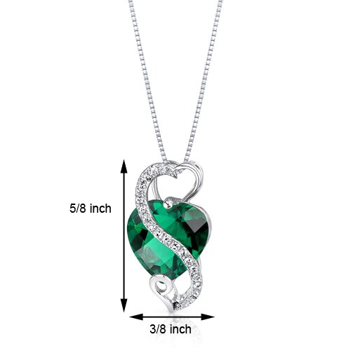 Emerald Pendant Necklace 14 Karat White Gold Heart 2.5 Carats