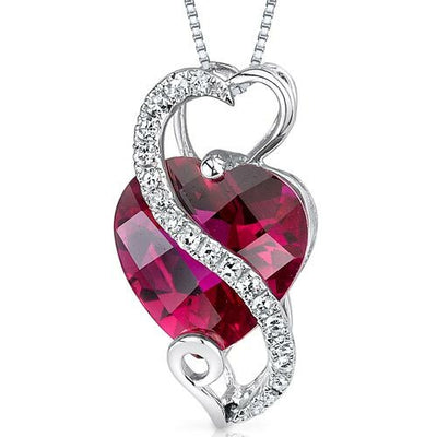 Ruby Pendant Necklace 14 Karat White Gold Heart Shape 2.55 Carat P8860