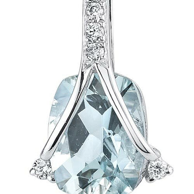 Aquamarine and Diamond Pendant Necklace 14K White Gold 1.63 Carats Cushion Cut