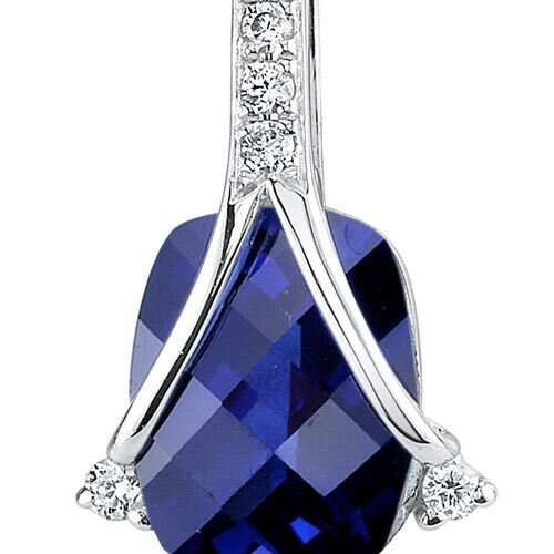 Blue Sapphire Pendant Necklace 14 Karat White Gold 2.73 Carats