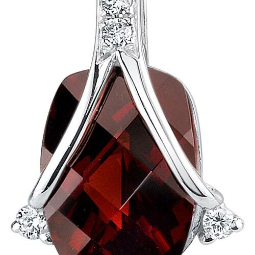 Garnet Pendant Necklace 14 Karat White Gold Cushion 2.63 Carats