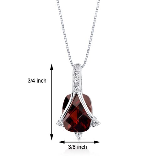 Garnet Pendant Necklace 14 Karat White Gold Cushion 2.63 Carats