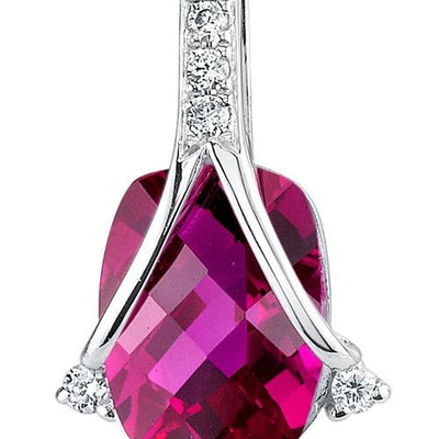 Ruby Pendant Necklace 14 Karat White Gold Cushion Cut 2.65 Carat P8880