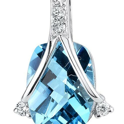 Swiss Blue Topaz Pendant Necklace 14 Karat White Gold 2.47 Carat