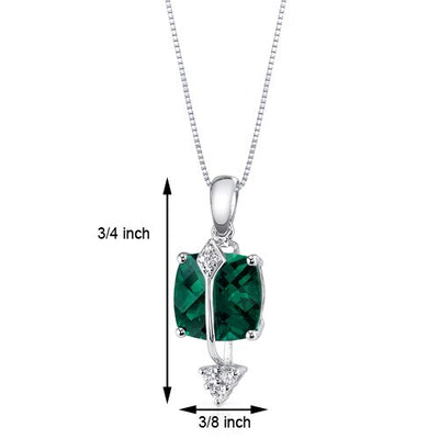 Emerald Pendant Necklace 14 Karat White Gold Cushion 2.14 Carats P8890