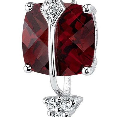 Garnet Pendant Necklace 14 Karat White Gold Cushion 1.88 Carats