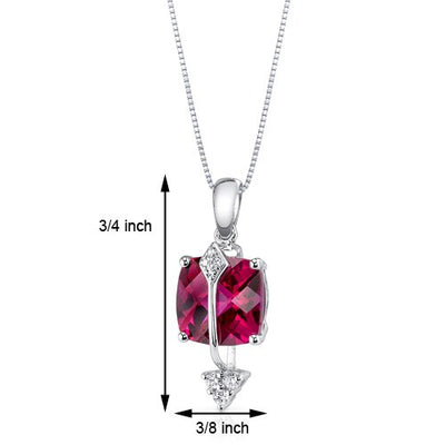 Ruby Pendant Necklace 14 Karat White Gold Cushion Cut 3.1 Carats