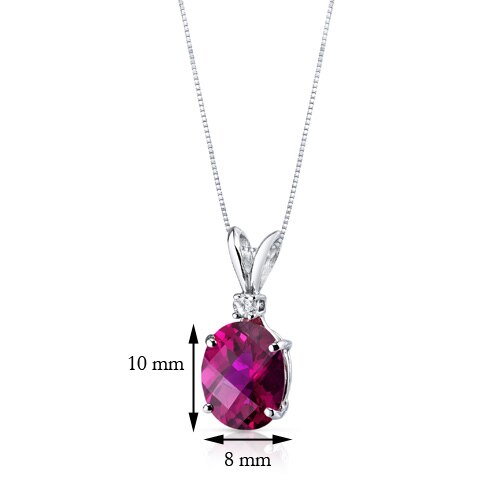 Ruby and Diamond Pendant Necklace 14K White Gold 3.47 Carats Oval