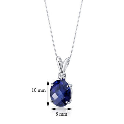 Blue Sapphire and Diamond Pendant Necklace 14K White Gold 3.63 Carats Oval