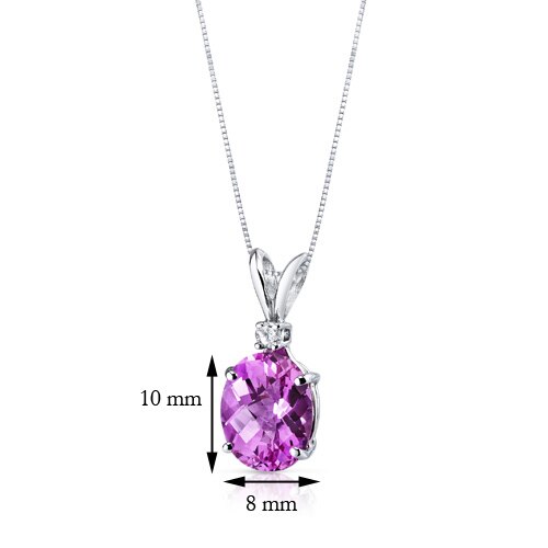 Pink Sapphire and Diamond Pendant Necklace 14K White Gold 3.69 Carats Oval