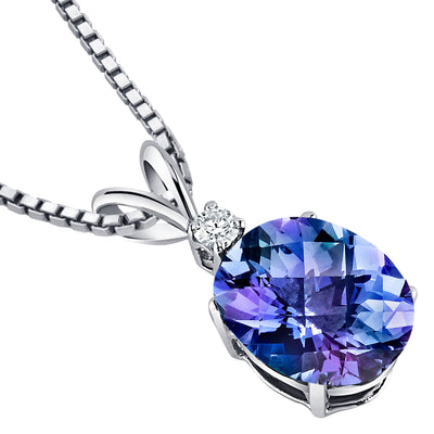 Alexandrite and Diamond Pendant Necklace 14K White Gold 3.25 Carats Oval