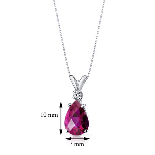 Ruby and Diamond Pendant Necklace 14K White Gold 2.49 Carats Pear Shape