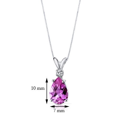 Pink Sapphire and Diamond Pendant Necklace 14K White Gold 2.42 Carats Pear Shape