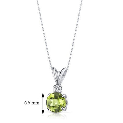 Peridot and Diamond Pendant Necklace 14K White Gold 1.06 Carats Round