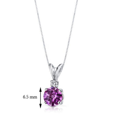 Pink Sapphire and Diamond Pendant 14K White Gold 1.35 Carats Round