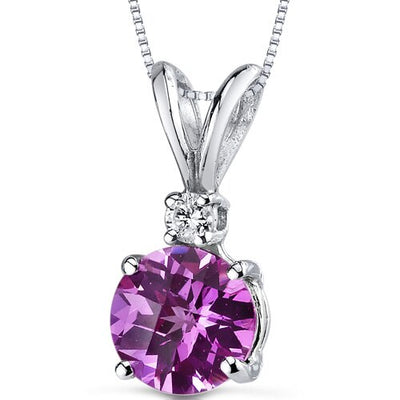 Pink Sapphire and Diamond Pendant 14K White Gold 1.35 Carats Round