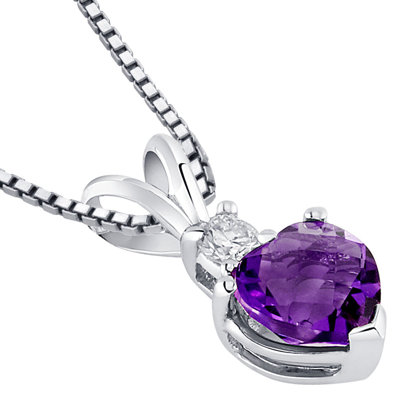 Amethyst Pendant Necklace 14 Karat White Gold Heart 0.73 Carats P8988-side