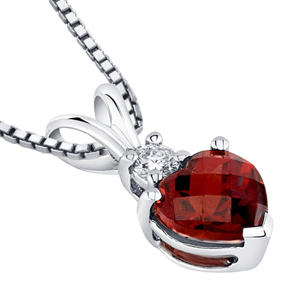 Garnet Pendant Necklace 14 Karat White Gold Heart 1.31 Carats P8992-side