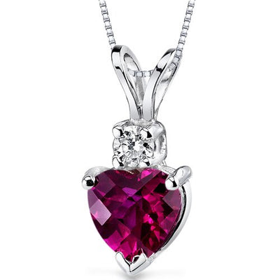 Ruby Pendant Necklace 14 Karat White Gold Heart Shape