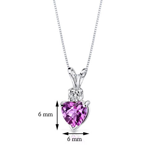 Pink Sapphire and Diamond Pendant Necklace 14K White Gold 1.13 Carats Heart Shape