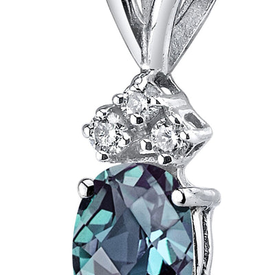 Alexandrite and Diamond Pendant Necklace 14K White Gold 1 Carat Oval