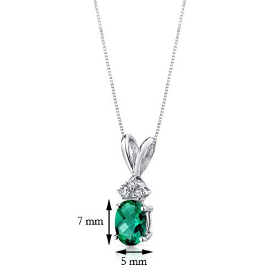 Emerald and Diamond Pendant Necklace 14K White Gold 0.74 Carat Oval