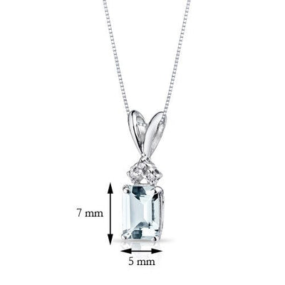 Aquamarine and Diamond Pendant Necklace 14K White Gold 0.81 Carat Emerald Cut