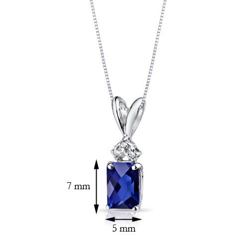 Blue Sapphire and Diamond Pendant Necklace 14K White Gold 1.28 Carats Radiant Cut