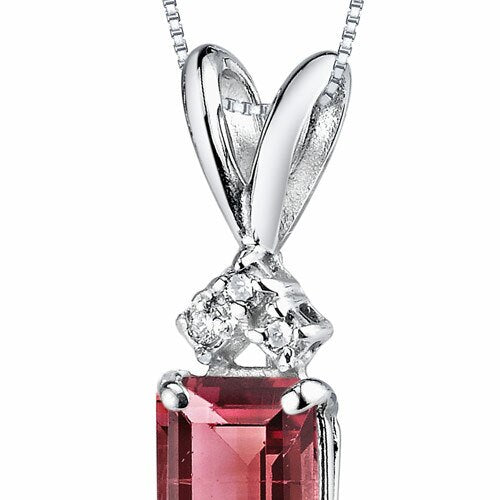 14 kt White Gold Emerald Cut 1 ct Pink Tourmaline Pendant