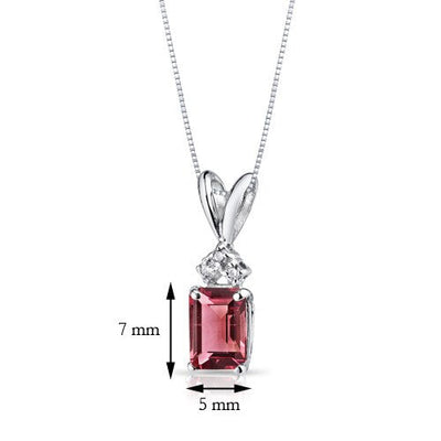 14 kt White Gold Emerald Cut 1 ct Pink Tourmaline Pendant