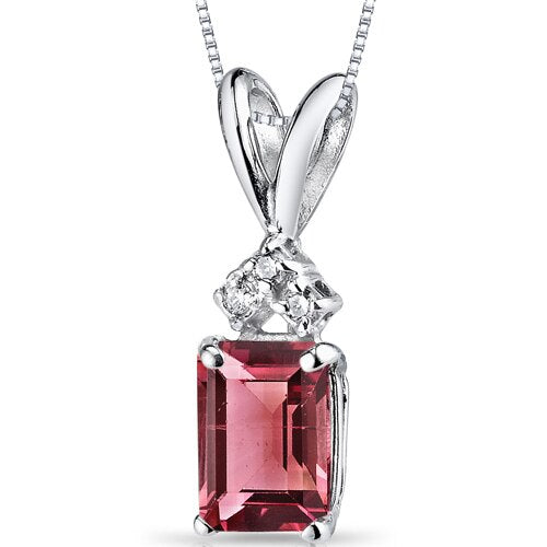 14 kt White Gold Emerald Cut 1 ct Pink Tourmaline Pendant