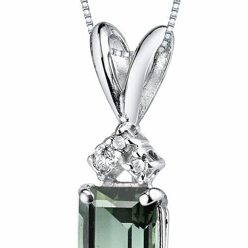 14 kt White Gold Emerald Cut 1 ct Green Tourmaline Pendant