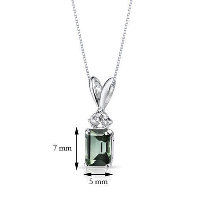 14 kt White Gold Emerald Cut 1 ct Green Tourmaline Pendant