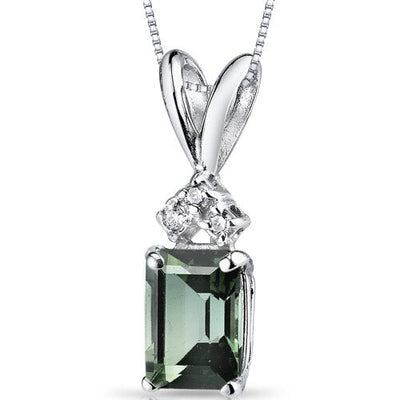 14 kt White Gold Emerald Cut 1 ct Green Tourmaline Pendant