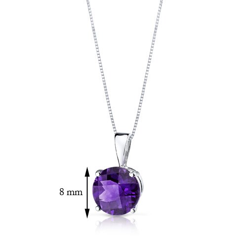 Amethyst Pendant Necklace 14 Karat White Gold Round 1.7 Carats