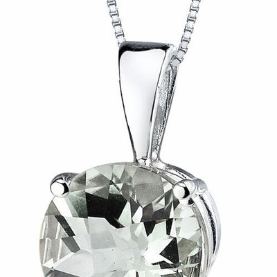 Green Amethyst Pendant Necklace 14 Karat White Gold 1.76 Carats