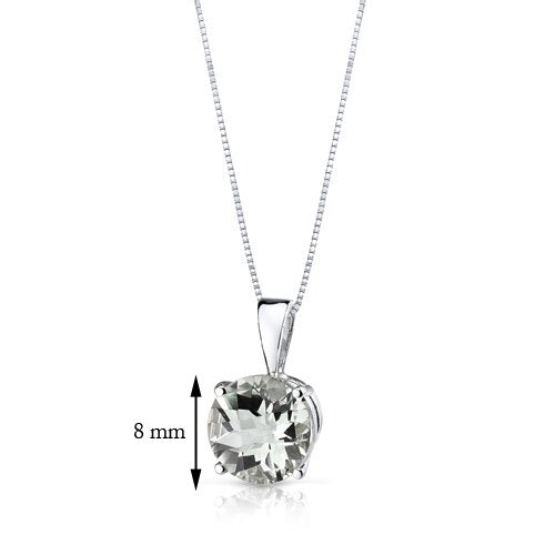 Green Amethyst Pendant Necklace 14 Karat White Gold 1.76 Carats