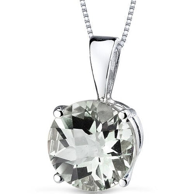 Green Amethyst Pendant Necklace 14 Karat White Gold 1.76 Carats