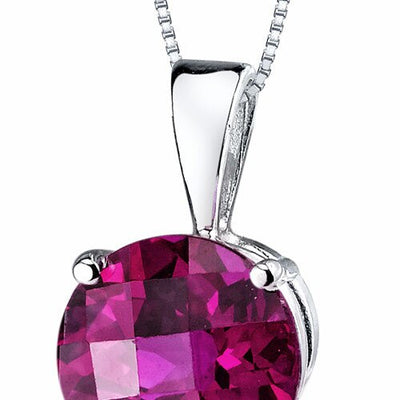 Ruby Pendant Necklace 14 Karat White Gold Round Shape 2.54 Carat