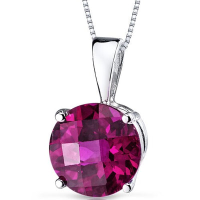 Ruby Pendant Necklace 14 Karat White Gold Round Shape 2.54 Carat