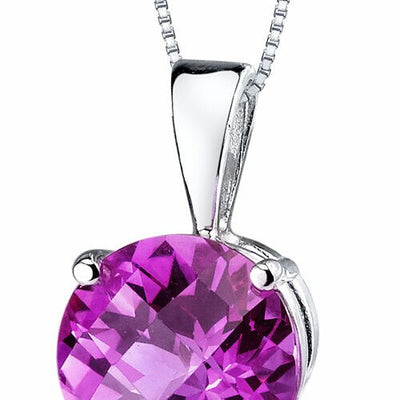 Pink Sapphire Pendant 14 Karat White Gold Round 2.59 Carats