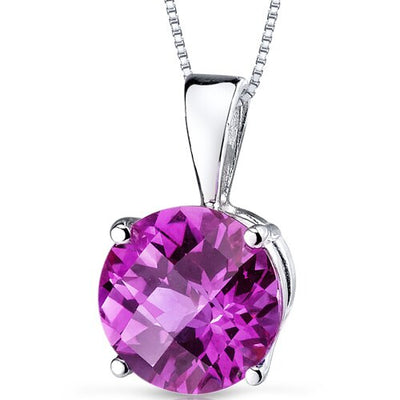 Pink Sapphire Pendant 14 Karat White Gold Round 2.59 Carats