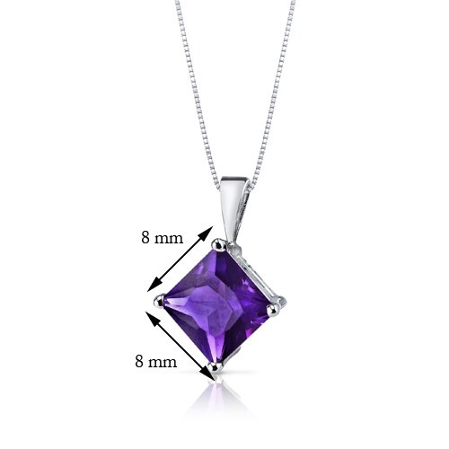 Amethyst Pendant Necklace 14 Karat White Gold Princess 2.19 Cts