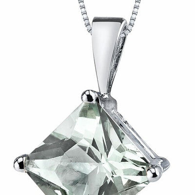 Green Amethyst Pendant Necklace 14 Karat White Gold 2.21 Carats