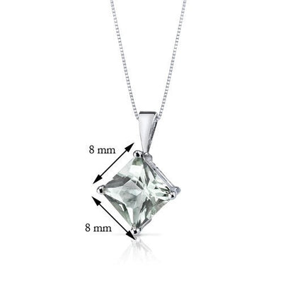 Green Amethyst Pendant Necklace 14 Karat White Gold 2.21 Carats