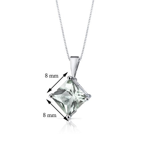 Green Amethyst Pendant Necklace 14 Karat White Gold 2.21 Carats