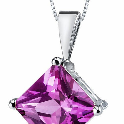 Pink Sapphire Pendant Necklace 14 Karat White Gold 3.23 Carats