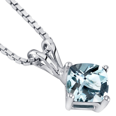 Aquamarine Pendant Necklace 14 Karat White Gold 0.69 Carats