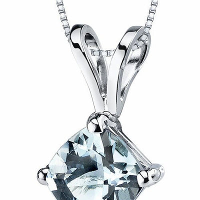 Aquamarine Pendant Necklace 14 Karat White Gold 0.69 Carats