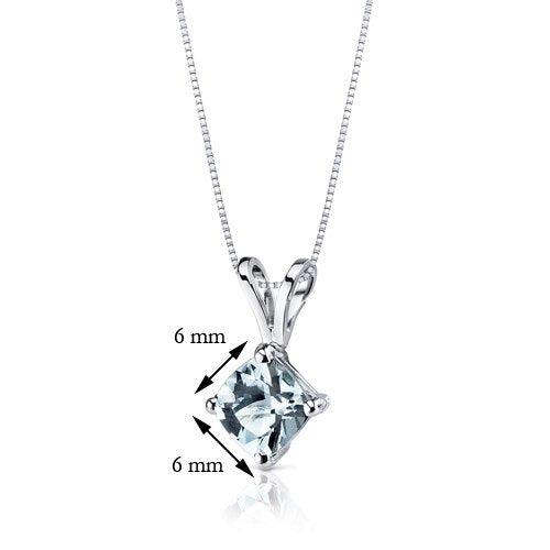 Aquamarine Pendant Necklace 14 Karat White Gold 0.69 Carats